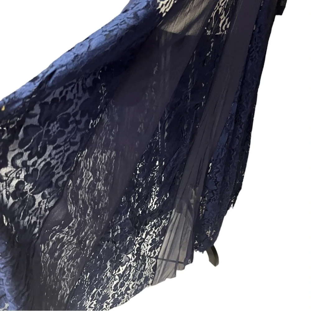 NWT We are HAH Mama C Dress Night Navy Lace Sheer Panel Maxi Dress - Picture 8 of 14